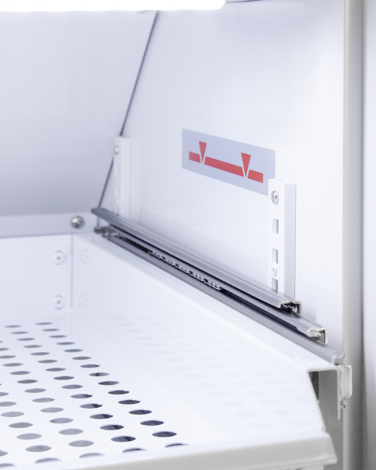 Performance series Med-Lab 15 cu.ft. upright glass door all-refrigerator with six ventilated removable drawers, antimicrobial silver-ion handle, and hospital grade cord with 'green dot' plug
